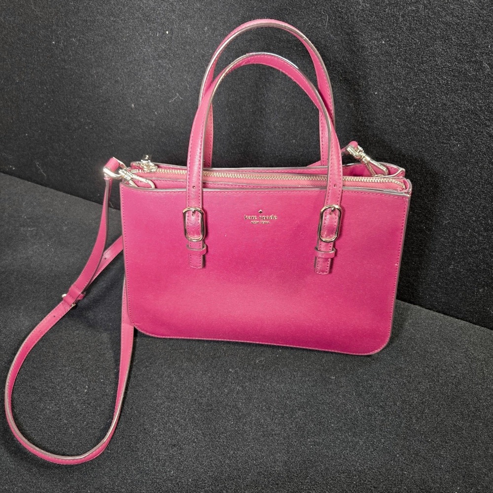 Kate Spade Pink Crossgrain Leather Satchel Crossbody Bag Gold Hardware *note